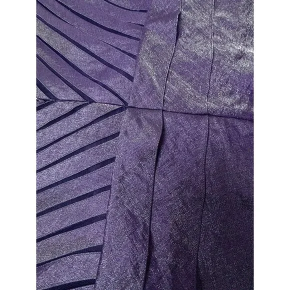 Adrianna Papell Tiered Mermaid Ruffle Dress Womens 14 Purple Sleeveless Bodycon - Picture 9 of 12